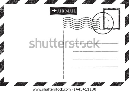 Blank vintage post card template with stamp.vector illustration