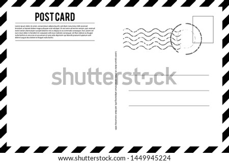 Blank vintage post card template with stamp.vector illustration