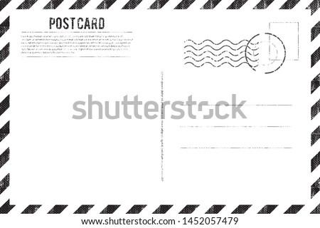 Blank vintage post card template with stamp.vector illustration