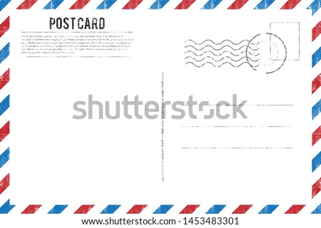 Blank vintage post card template with stamp.vector illustration