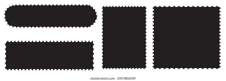 Blank vintage postage stamp on white background. Mockup with perforations for your picture text or design.   Isolated on a white background. Vector illustration. EPS 10