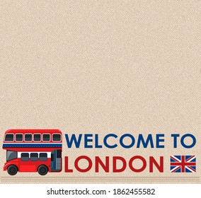 Blank vintage postcard with welcome to london logo illustration