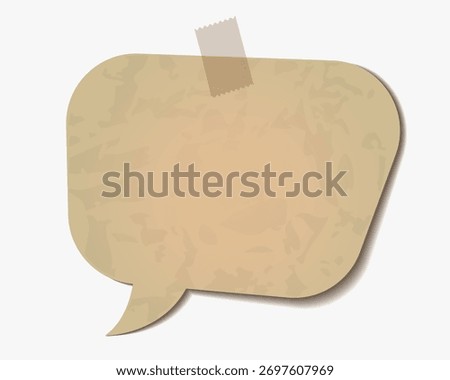 Blank vintage speech bubble with tape on white background. Retro paper texture for message, quote, note, or design template