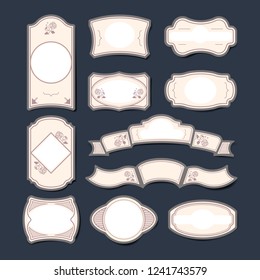 Blank vintage sticker labels vector set