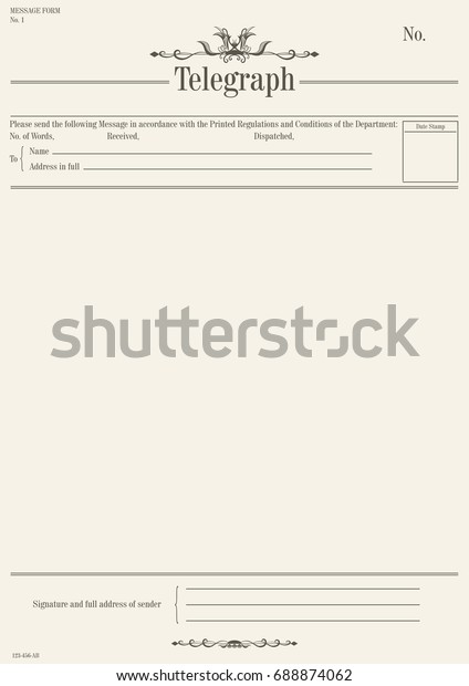 Blank Vintage Telegram Form Flat Vector Stock Vector (Royalty Free