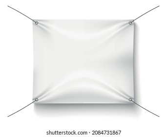 Blank Vinyl Banner. Realistic Mockup For Textile Print Ad