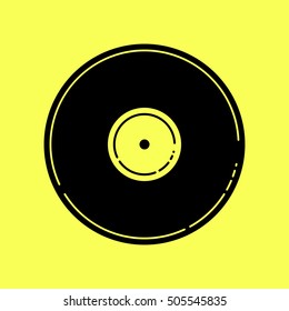 Blank Vinyl Record. Stylized Vector Illustration Of A Vinyl Record On Yellow Background