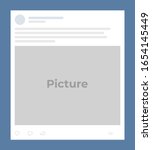 Blank VK (vkontakte) interface mockup social network. Simple post mock-up with place for picture. UI UX vector Illustration mock up.