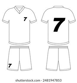Blank v-neck football  jersey vector illustration. jersey template	