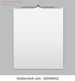 Blank  Wall Calendar, Card For Your Design. Mock Up, Vector Illustration 