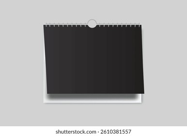 Blank Wall calendar paper page tear-off mockup with spiral rings wirebound binding. Template suitable for presentation calendar design, spiral brochure, notepad, notebook. Vector illustration
