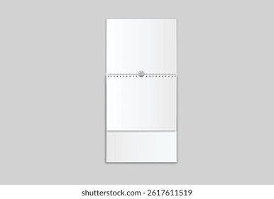 Blank Wall calendar paper page tear-off mockup with spiral rings wirebound binding. Template suitable for presentation calendar design, spiral brochure, notepad, notebook. Vector illustration
