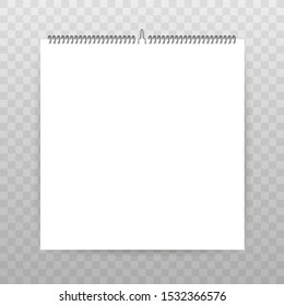 Blank wall calendar with spring. Vector illustration.