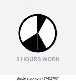 Blank wall clock for office. This clock shows 8 hours working times. Simple & elegant style, suitable to be placed in the room or used for business purposes and background presentation.