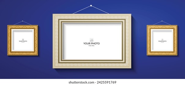 Marco de fotos de decoración colgante de pared en blanco 