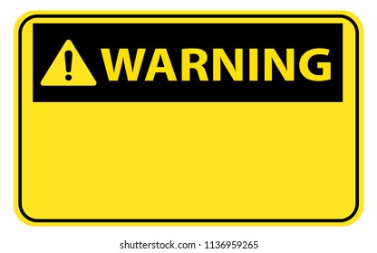 Blank warning label sign on white