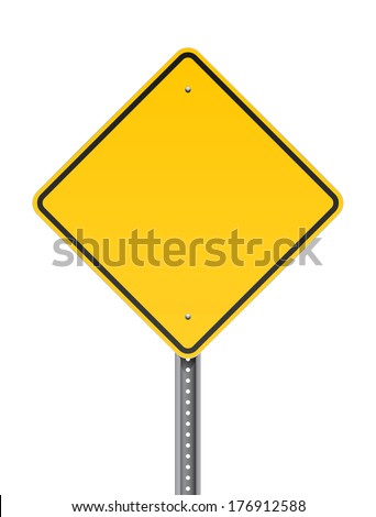 Blank warning road sign