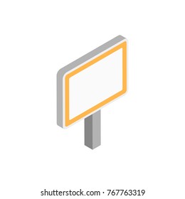 blank warning road sign icon. yellow color. rectangle shape. isometric vector illustration on white background. 
