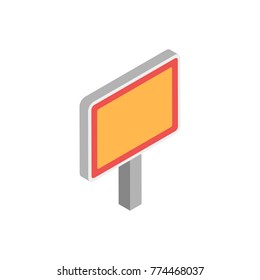 blank warning road sign icon. red and orange color. rectangle shape. isometric vector illustration on white background. 