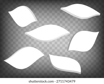 Leere Wellenkartensammlung 3D-Symbole auf transparentem Hintergrund. 3D-Symbol-Illustration für Kartenzeichen mit verschiedenen Ansichten und Winkeln. Grafikelemente für Ihr Design. EPS 10
