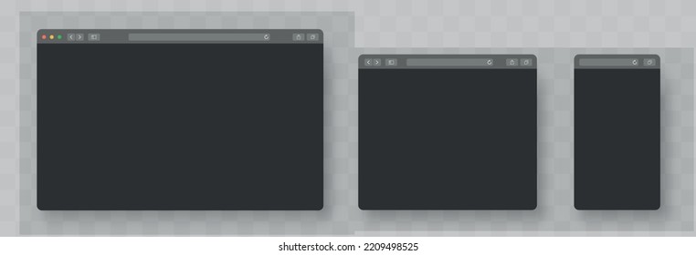 Blank web browser illustration. Sample frame design Internet. Empty web page mockup with toolbar. Blank template. Website template design. Mockup for web site. Vector illustration