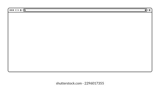 Blank web browser, internet page window with toolbar and search field. Modern website in flat style, line art. Browser mockup for computer, tablet and smartphone. Vector illustration