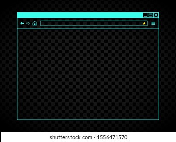 Blank web browser window. Contrast and punchy neon interface