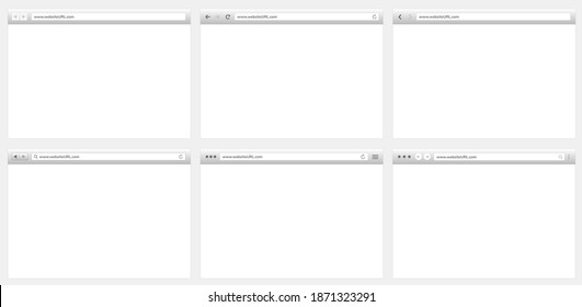 Blank web browser window, empty internet page concept, the skeleton for web browser, window screen. Vector template layout.