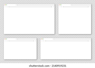 Blank web browser window with tab, toolbar and search field. Modern website, internet page in flat style. Browser mockup for computer, tablet and smartphone. Adaptive UI. Vector illustration