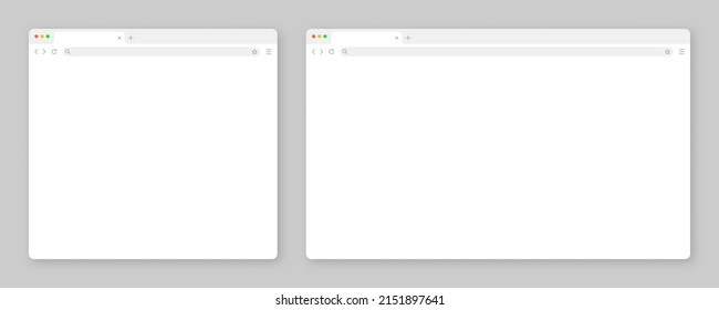 Blank web browser window with tab, toolbar and search field. Modern website, internet page in flat style. Browser mockup for computer, tablet and smartphone. Adaptive UI. Vector illustration