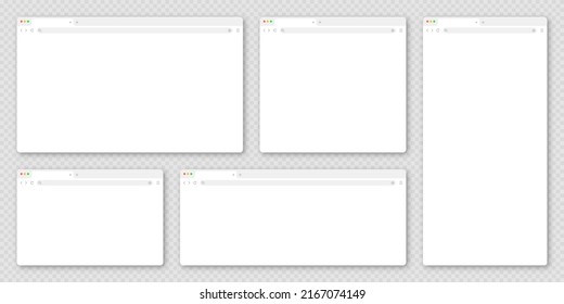 Blank web browser window with tab, toolbar and search field. Modern website, internet page in flat style. Browser mockup for computer, tablet and smartphone. Adaptive UI. Vector illustration