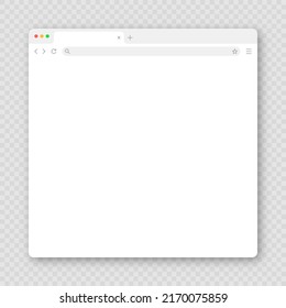 Blank web browser window with tab, toolbar and search field. Modern website, internet page in flat style. Browser mockup for computer, tablet and smartphone. Vector illustration