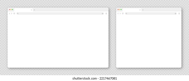Blank web browser window with tab, toolbar and search field. Modern website, internet page in flat style. Browser mockup for computer, tablet and smartphone. Adaptive UI. Vector illustration