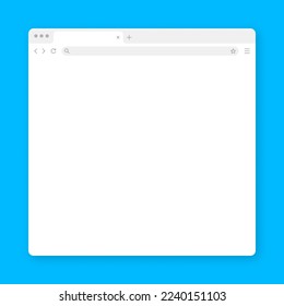 Blank web browser window with tab, toolbar and search field. Modern website, internet page in flat style. Browser mockup for computer, tablet and smartphone. Vector illustration