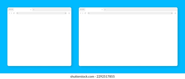 Blank web browser window with tab, toolbar and search field. Modern website, internet page in flat style. Browser mockup for computer, tablet and smartphone. Adaptive UI. Vector illustration