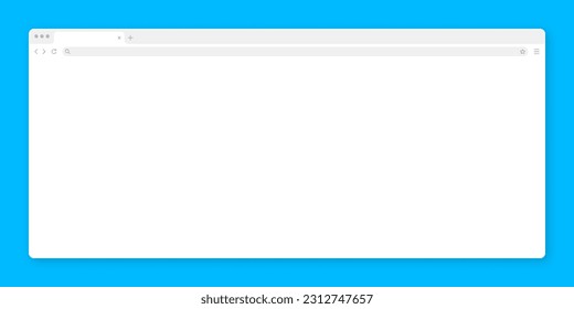Ventana de navegador web en blanco con pestaña, barra de herramientas y campo de búsqueda. Sitio web moderno, página de internet de estilo plano. Parodia del navegador para computadora, tablet y smartphone. Ilustración del vector