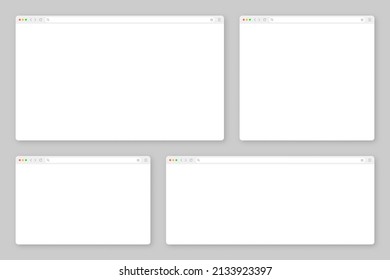 Blank web browser window with toolbar and search field. Modern website, internet page in flat style. Browser mockup for computer, tablet and smartphone. Adaptive user interface. Vector illustration