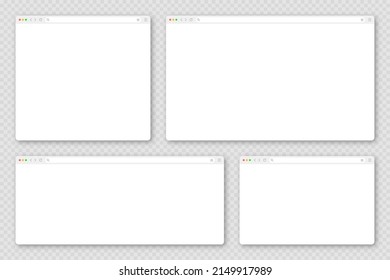 Blank web browser window with toolbar and search field. Modern website, internet page in flat style. Browser mockup for computer, tablet and smartphone. Adaptive user interface. Vector illustration