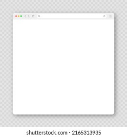 Blank web browser window with toolbar and search field. Modern website, internet page in flat style. Browser mockup for computer, tablet and smartphone. Vector illustration