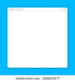 Ventana en blanco del navegador web con barra de herramientas y campo de búsqueda. Sitio web moderno, página de internet de estilo plano. Parodia del navegador para computadora, tablet y smartphone. Ilustración del vector