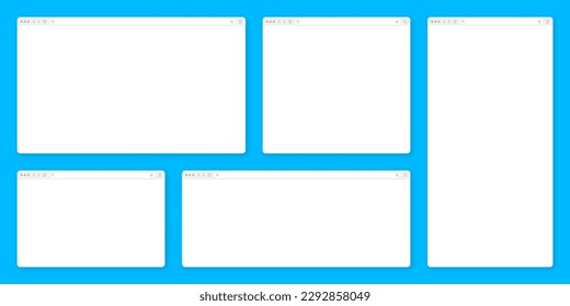 Ventana en blanco del navegador web con barra de herramientas y campo de búsqueda. Sitio web moderno, página de internet de estilo plano. Parodia del navegador para computadora, tablet y smartphone. Interfaz de usuario adaptable. Ilustración del vector