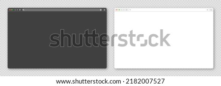 Blank web browser window with toolbar and search field. Modern website, internet page in flat style. Browser mockup for computer, tablet and smartphone. Light and dark mode. Vector illustration Foto stock © 