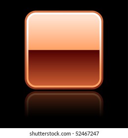 Blank web button luxury metal copper with reflection on black
