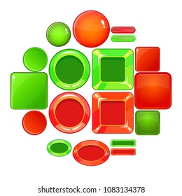 Blank web buttons icons set. Cartoon illustration of 16 blank buttons vector icons for web