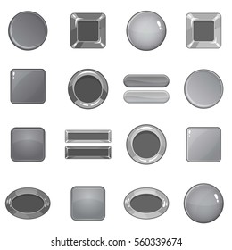 Blank web buttons icons set in monochrome style isolated on white background