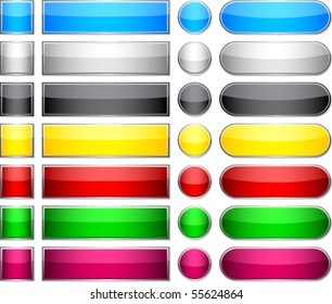 Blank web glossy buttons. Vector.