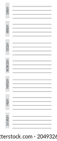 blank week personal or office planner, sunday first, vector ready for print template