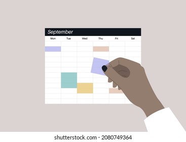 Blank weekly calendar with color fields, daily planner