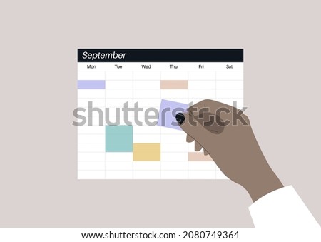Blank weekly calendar with color fields, daily planner