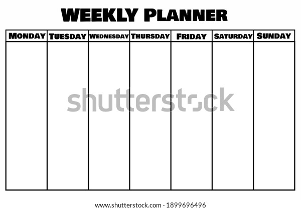Blank Weekly Plannercalendar Templateschedule Planning Week Stock ...